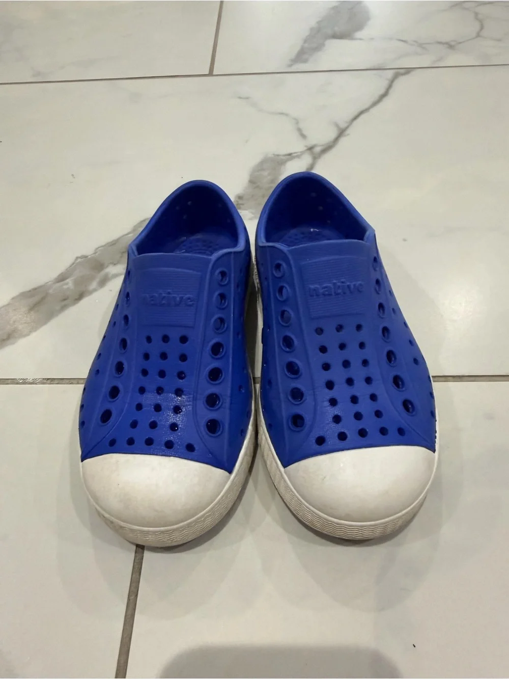 Native Kids Water Shoe Slip-On in Royal Blue with White Toe